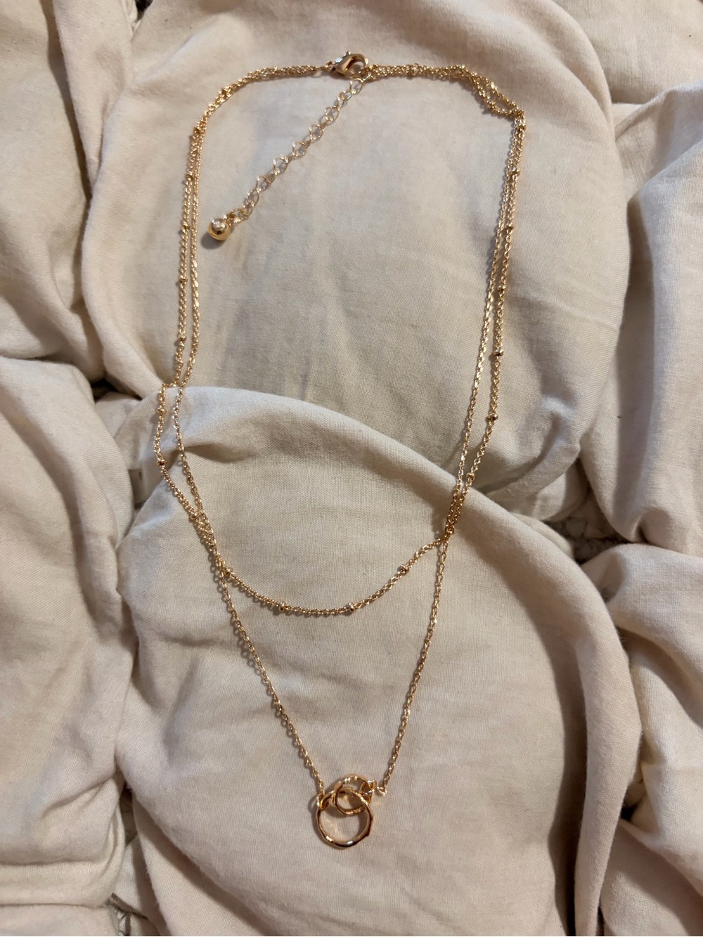 Free People Gold Interlocking Rings Layered Statement Necklace
